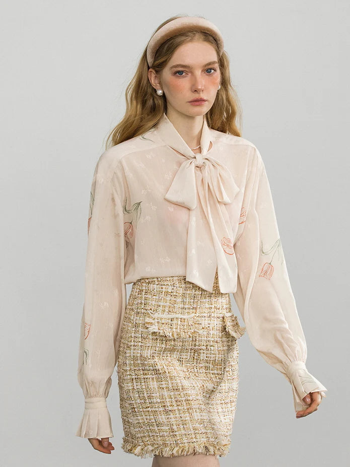 Romantic Tulip Bow-Tie Blouse