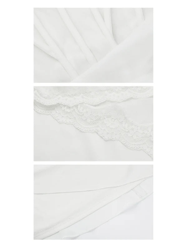 Ethereal White Lace Drape Corset Gown
