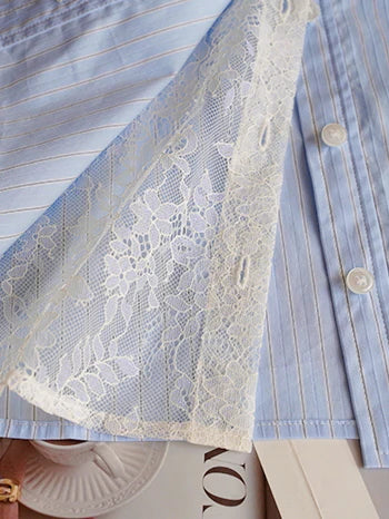 Powder Blue Floral Embellished Blouse