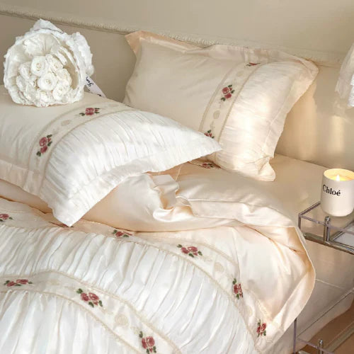 French Rose Silk Bedding Set