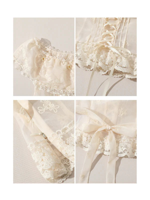 Buttercream Lace Corset Top & Skirt