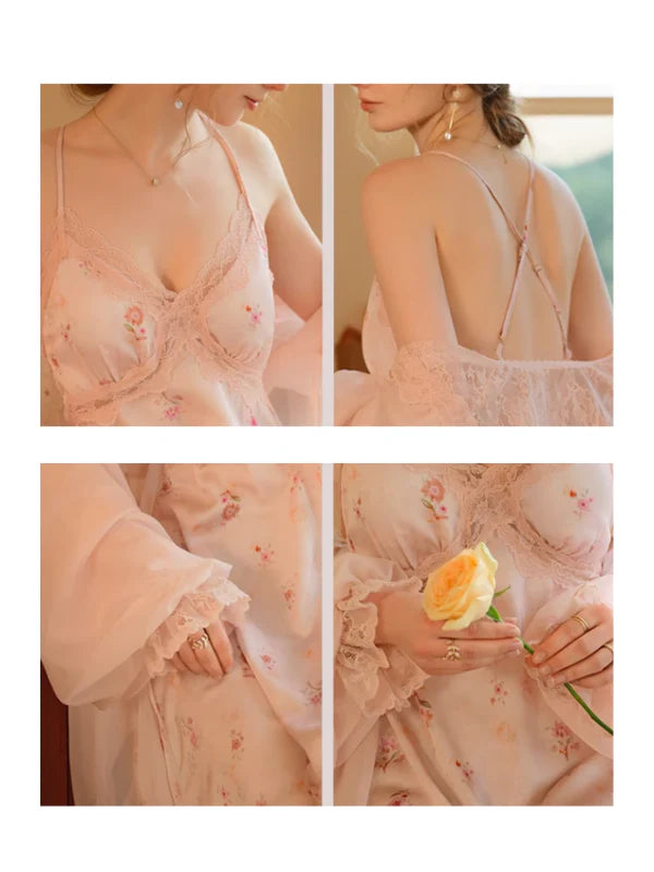 Pink Blossom Silky Loungewear Set