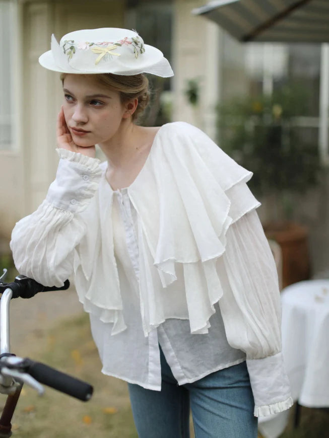 Ruffled Cloud Linen Blouse