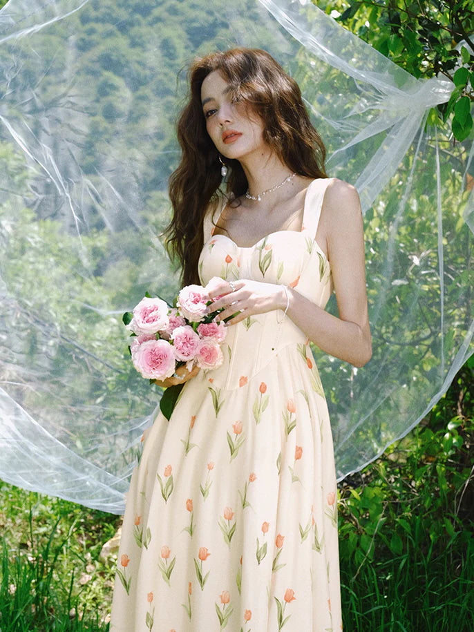 Ethereal Tulip Blossom Corset Dress
