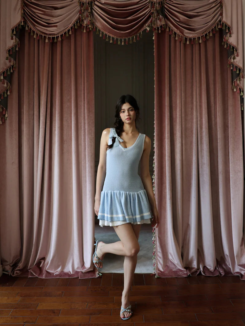 Baby Blue Knit Dropwaist Dress