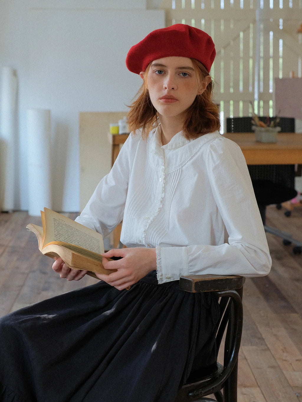 Vintage White Ruffle Collar Blouse