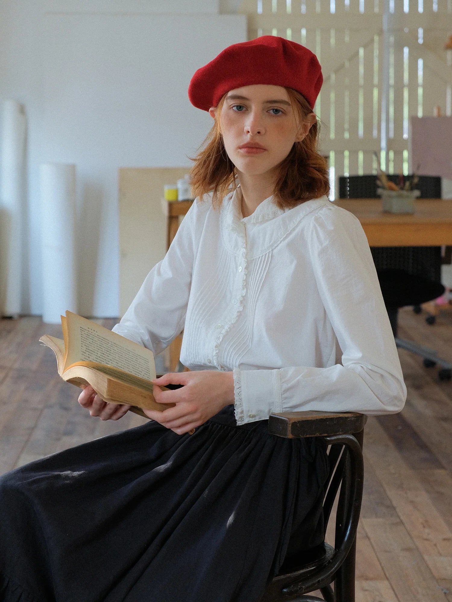 Vintage White Ruffle Collar Blouse