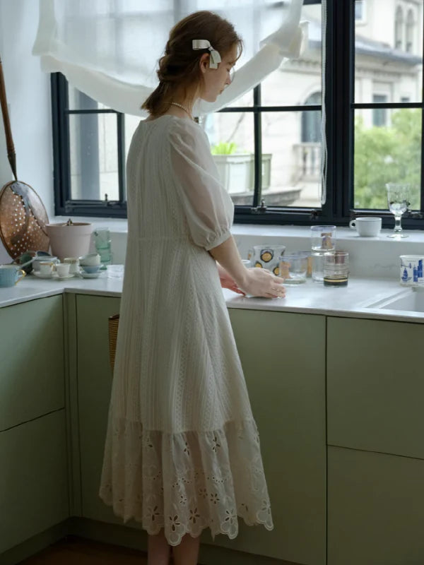 White Flower Lace Summer Dress