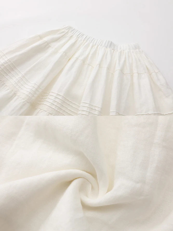 Lace Meadow Tiered Linen Skirt