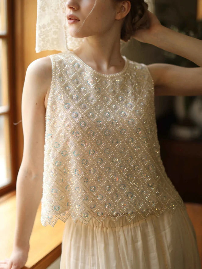 Pearl Sequin Sleeveless Top