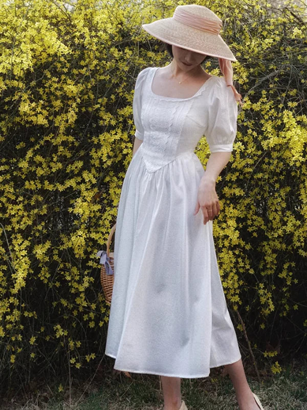 Vintage Lace Elegance White Dress