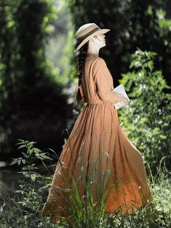 Sun-Kissed Spring Checkered Dress