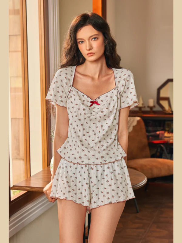 Cherry Blossom Delight Short Pajama Set