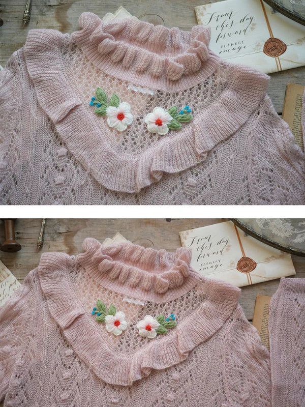 Delicate Blossom Lace Knit Sweater