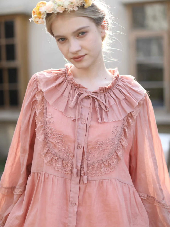 Rose Whispers Ramie Lace Blouse