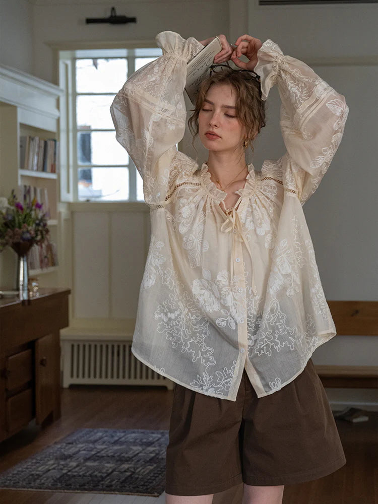 Ethereal Embroidered Lace Blouse