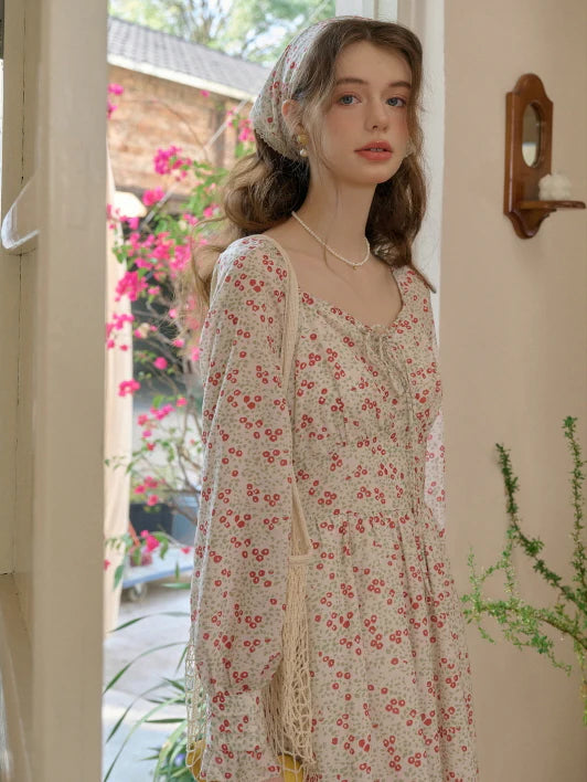 Spring Dream Floral Shirred Waist Dress