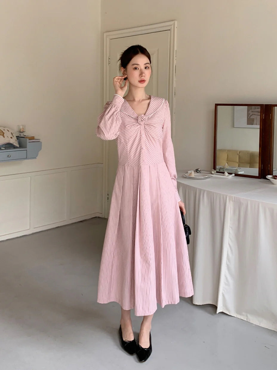 Striped Sailor Collar Dress