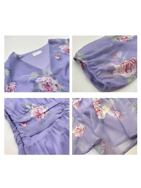 Lavender Rose Garden Chiffon Dress