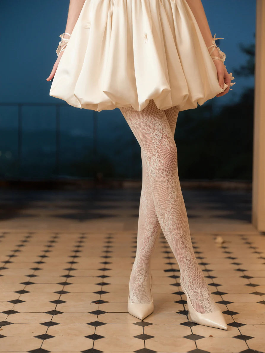 Ivory Lace Corset Bubble Mini Dress