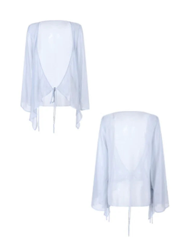 Moonlit Garden Blue Sheer Floral Dress