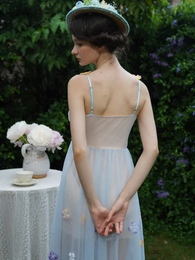 Blooming Petal Fairy Blue Tulle Dress