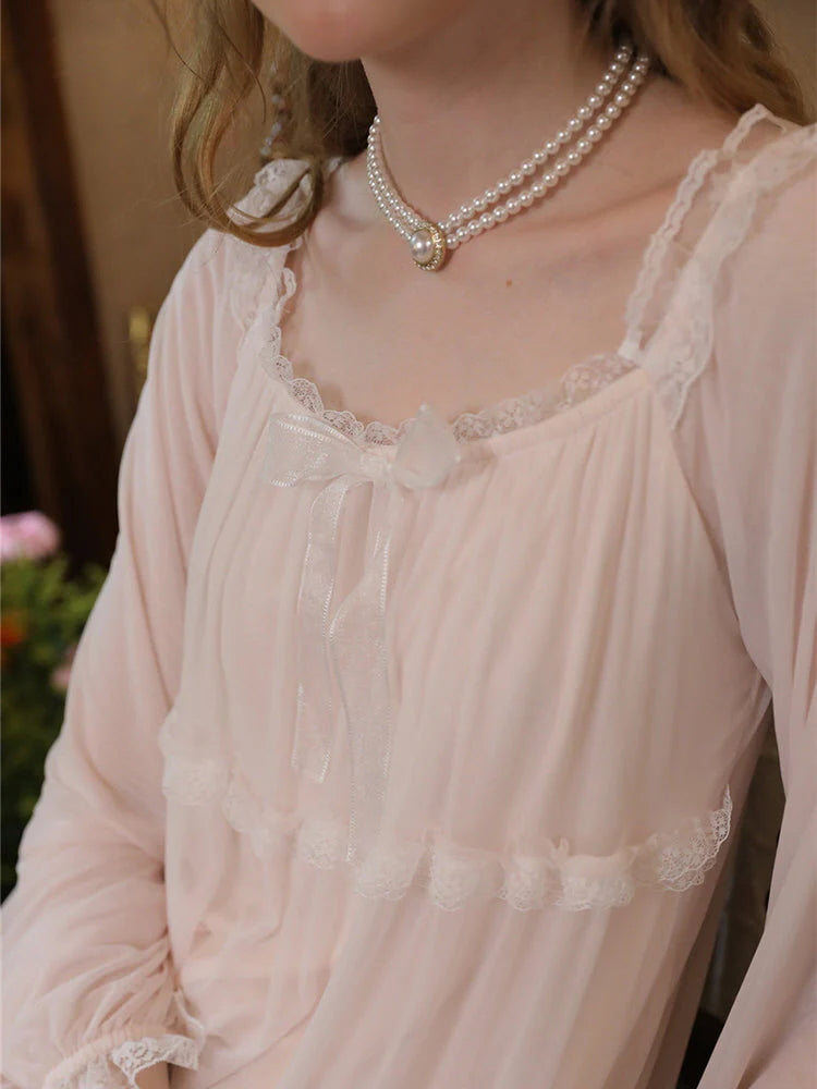 Dreamy Lace-Trimmed Fairycore Nightgown
