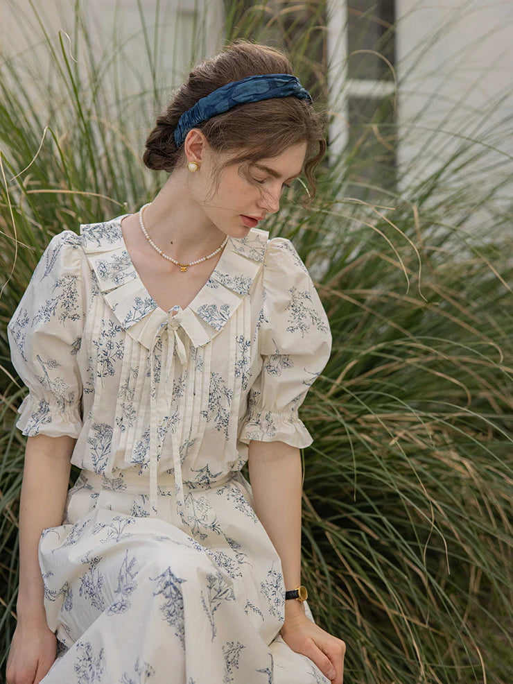 Emma's Sky Blossom Cottage Blouse