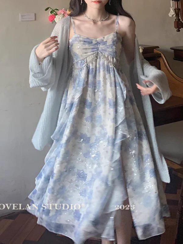 Enchanted Fairy Meadow Blue Dress