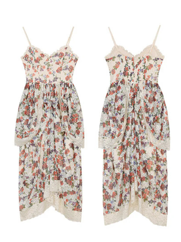 Fairytale Rose Draped Lace Dress