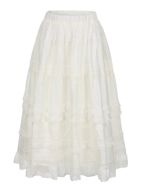 Lace Meadow Tiered Linen Skirt