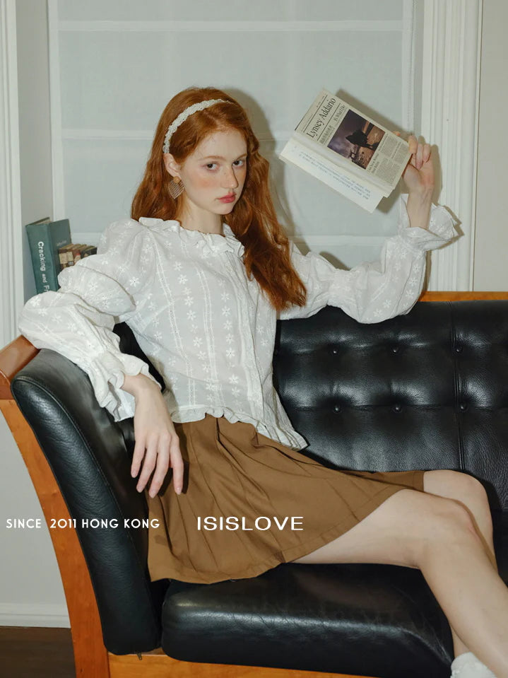 Vintage Daisy Embroidered Cotton Blouse