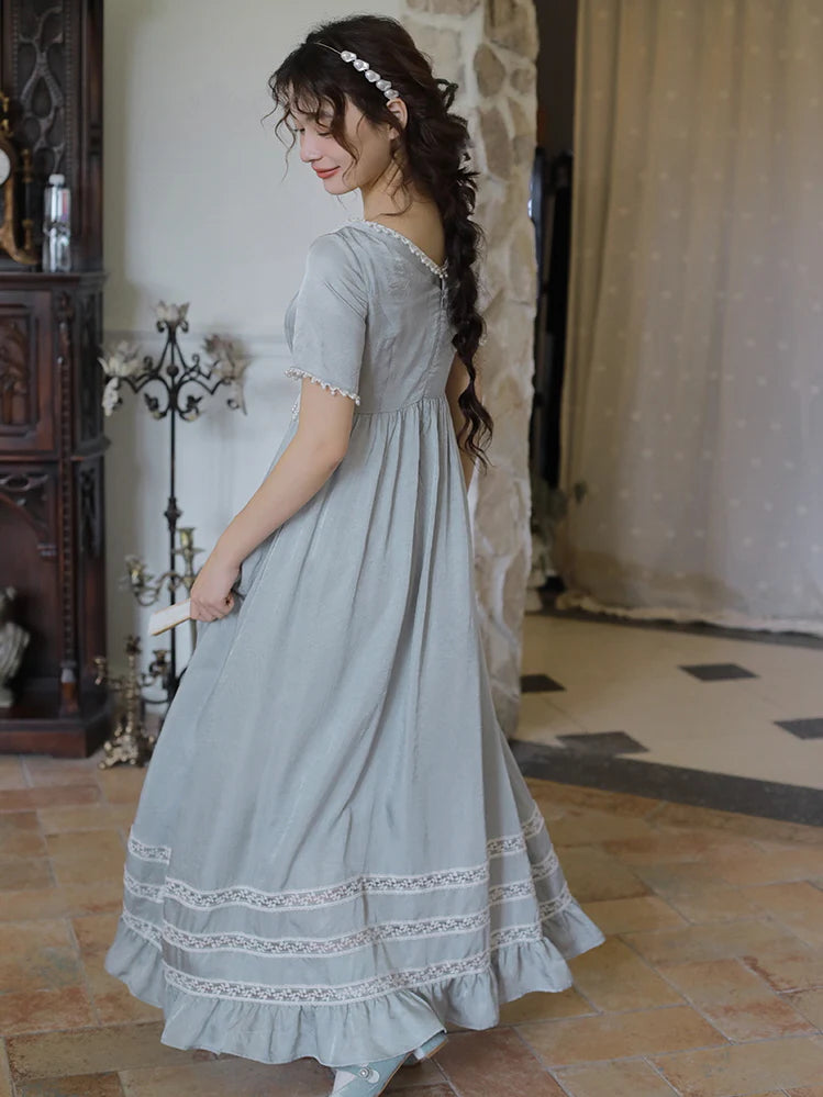 Enchanted Pearl Gray Blue Princess Dress