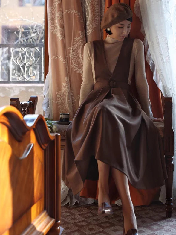 Vintage Elegance Cross-Strap A-Line Dress