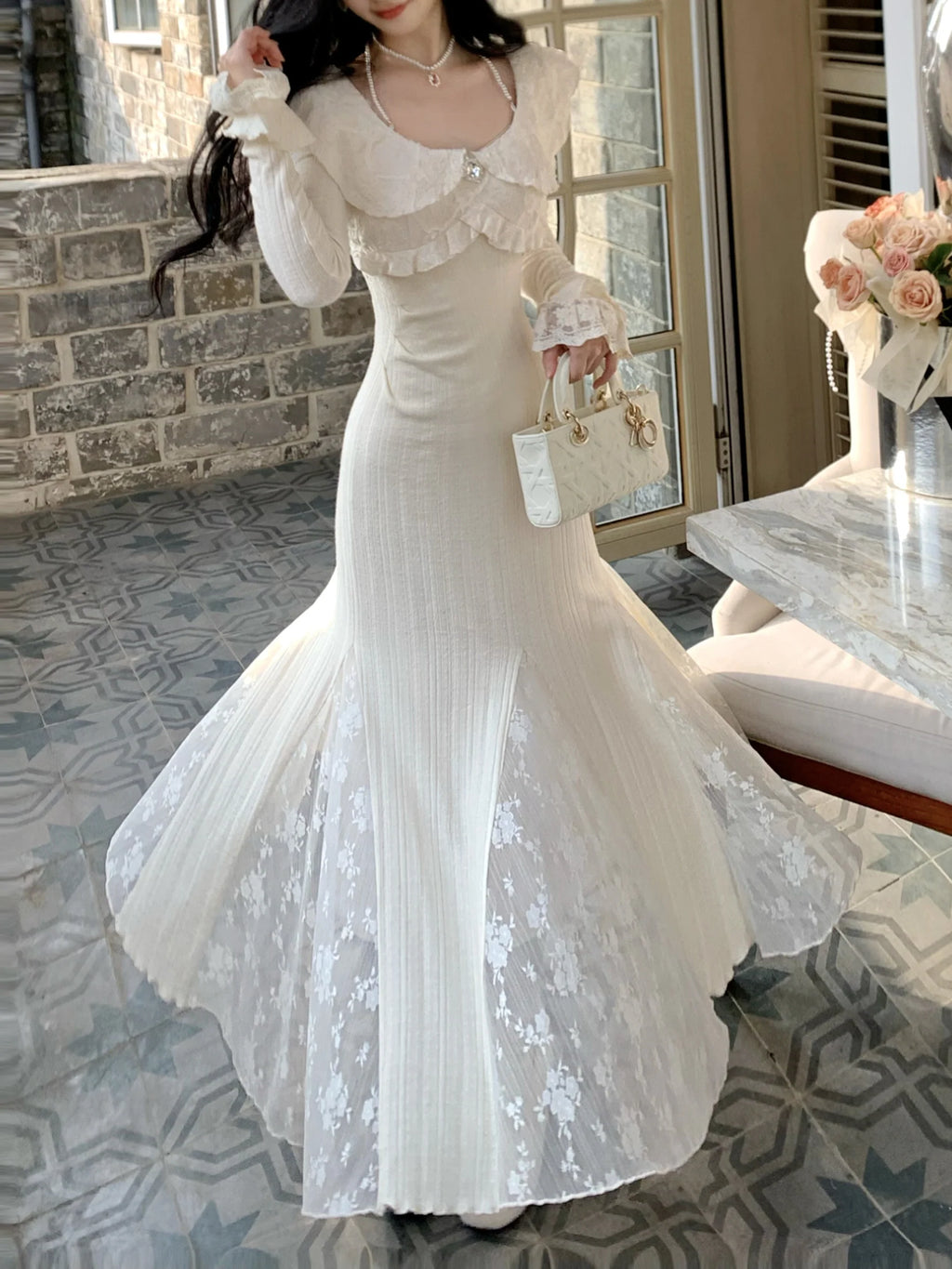 Princess Ruffle Lace Elegance Gown