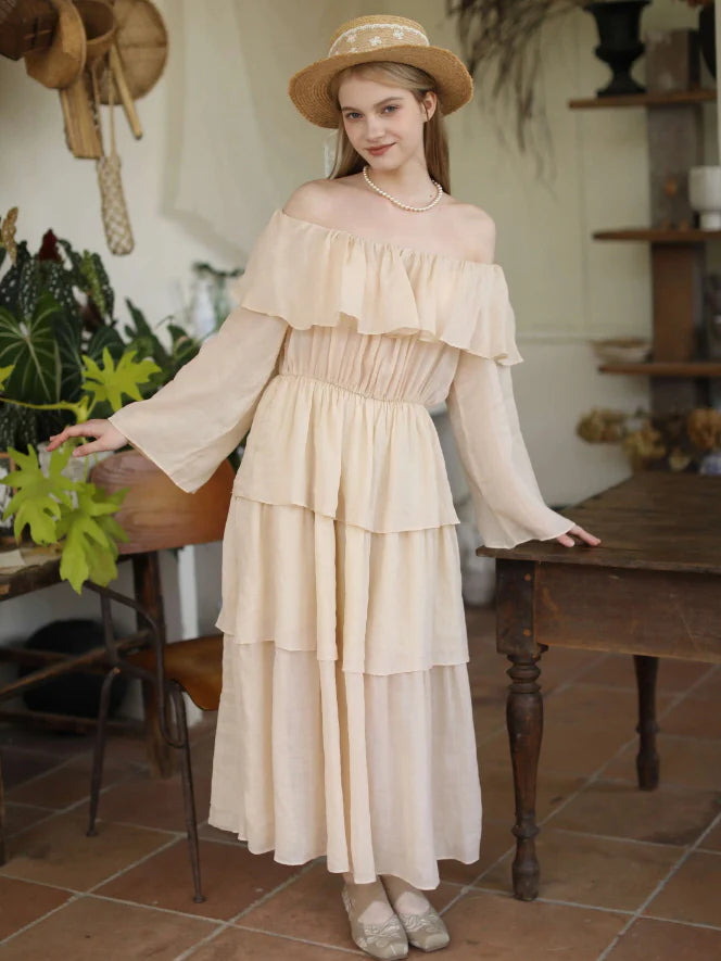 Sunlit Ruffle Linen Dress