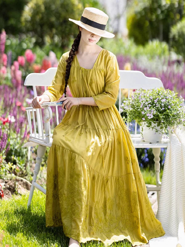 Secret Garden Yellow Floral Dress