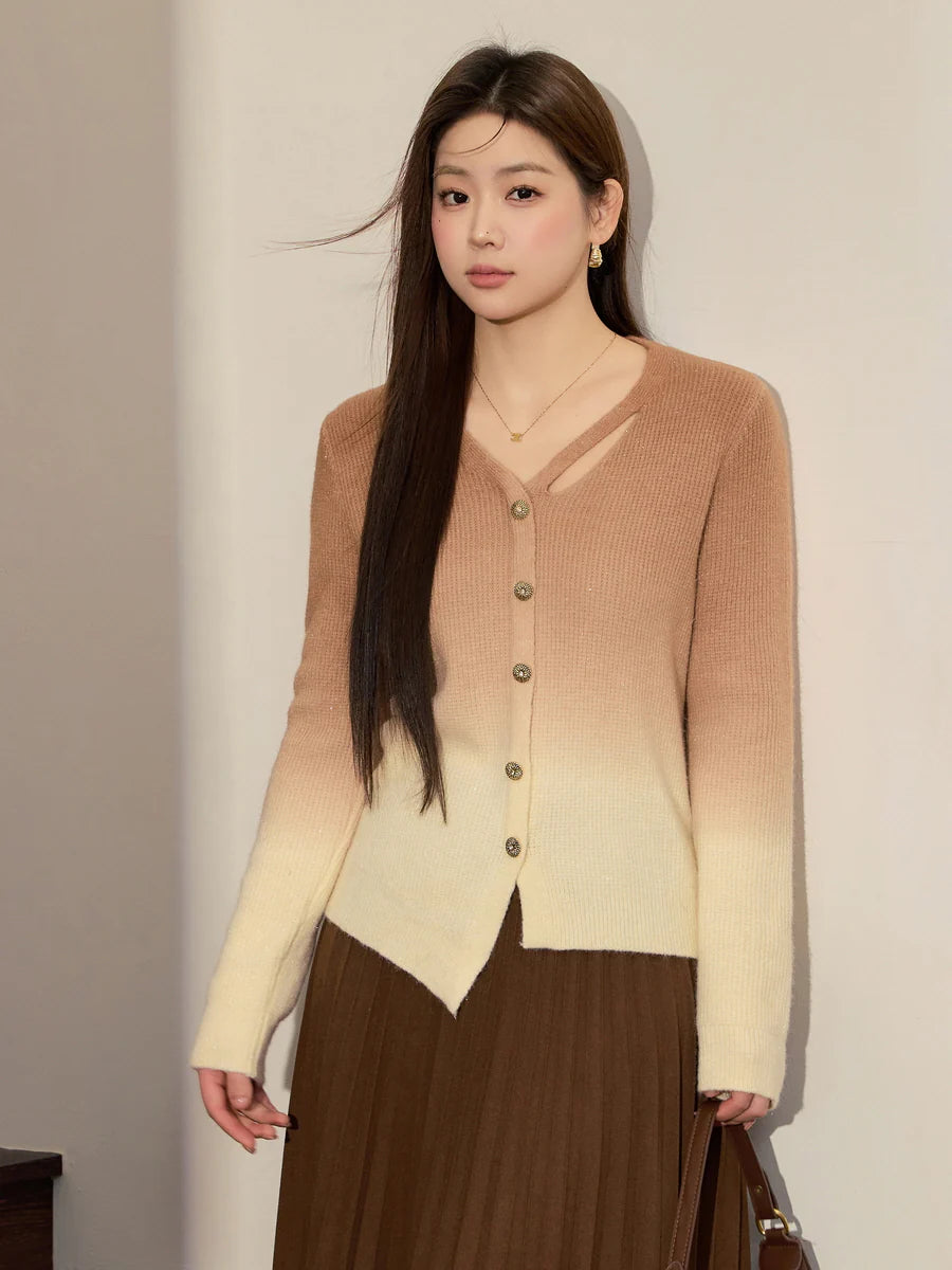 Fairycore Gradient Brown Cardigan