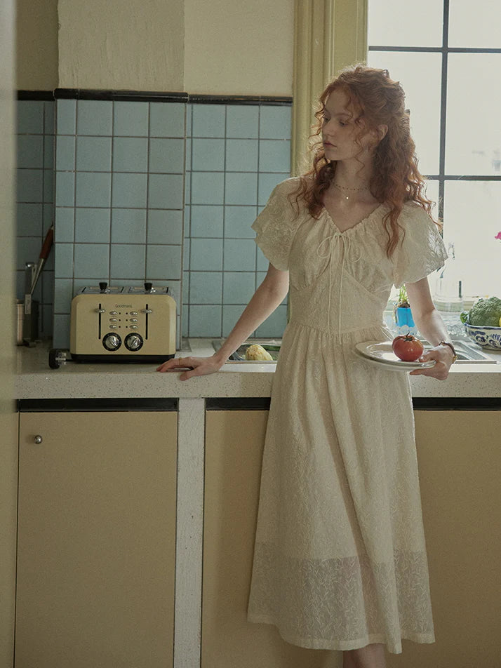 Enchanted Embroidered Puff Sleeve Dress