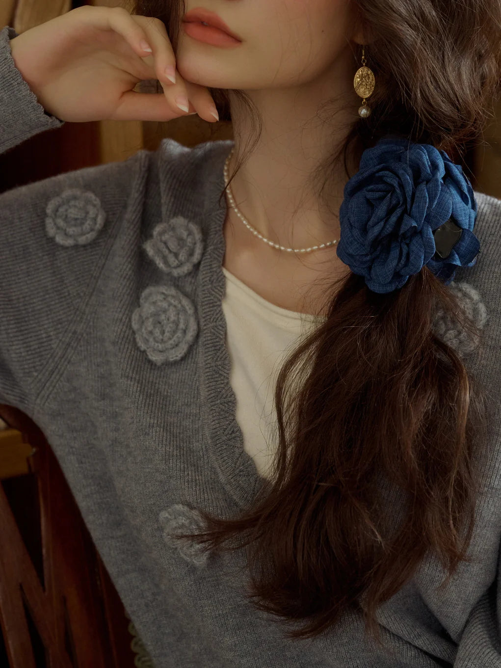 Floral Embellished Knit Cardigan
