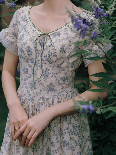 Blue Garden Vintage Lace Dress