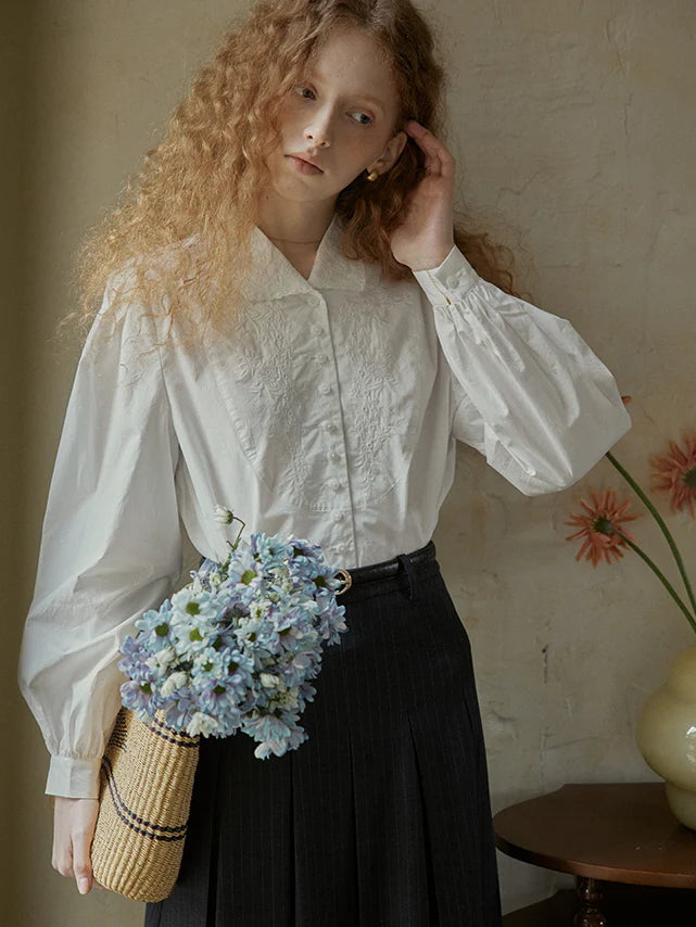 Embroidered Victorian Cotton Blouse