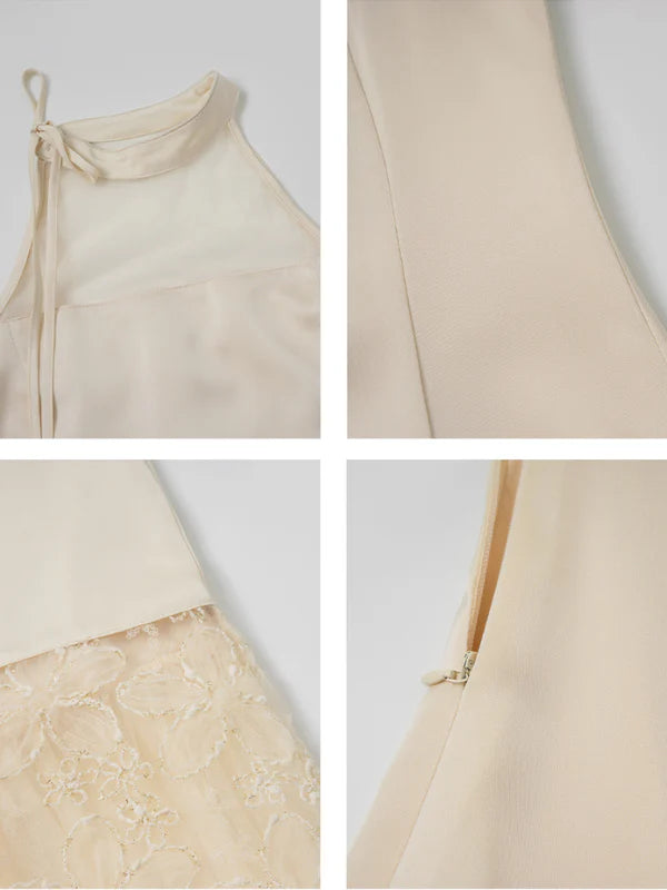 Moonlight Petal Lace Halter Dress