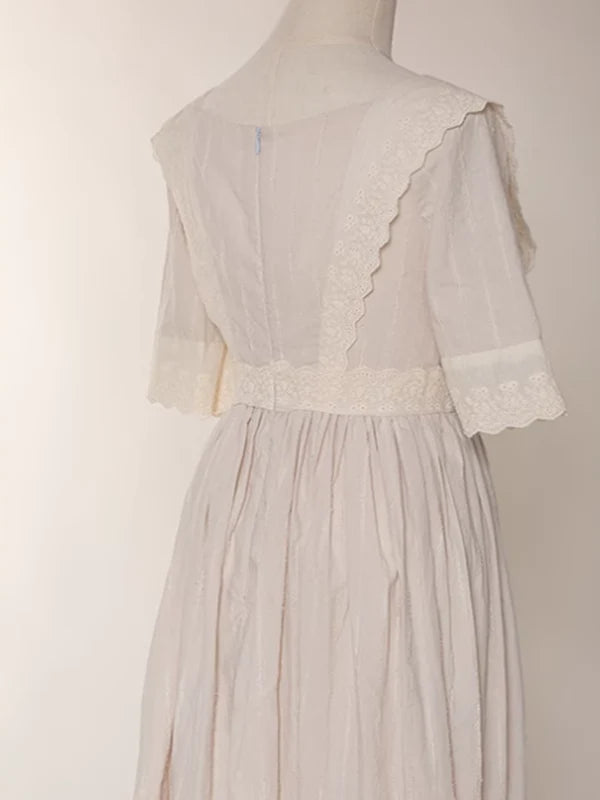 Ivory Elegance Lace-Adorned Dress