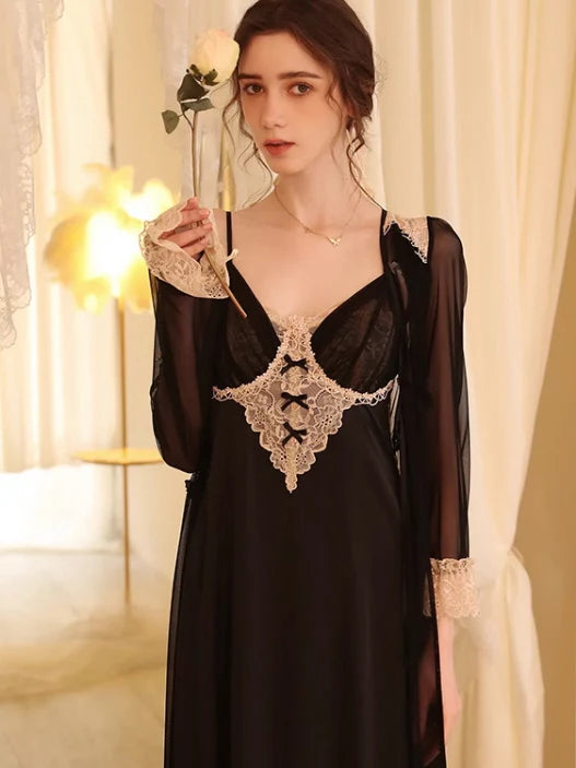 Midnight Elegance Nightgown Ensemble