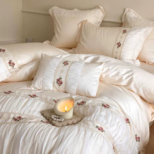 French Rose Silk Bedding Set