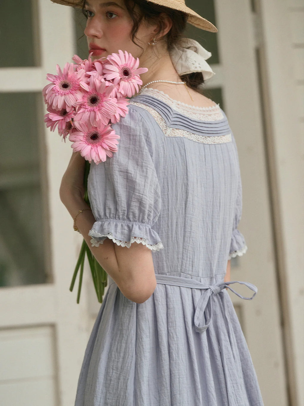 Sophia's Lace Whisper Blue Dress
