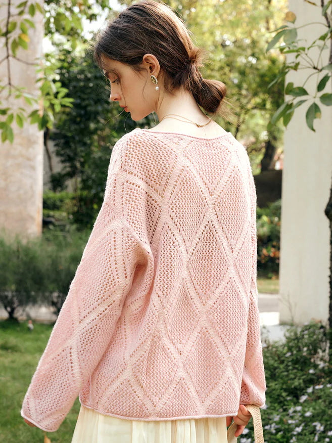 Blush Diamond Knit Loose Sweater