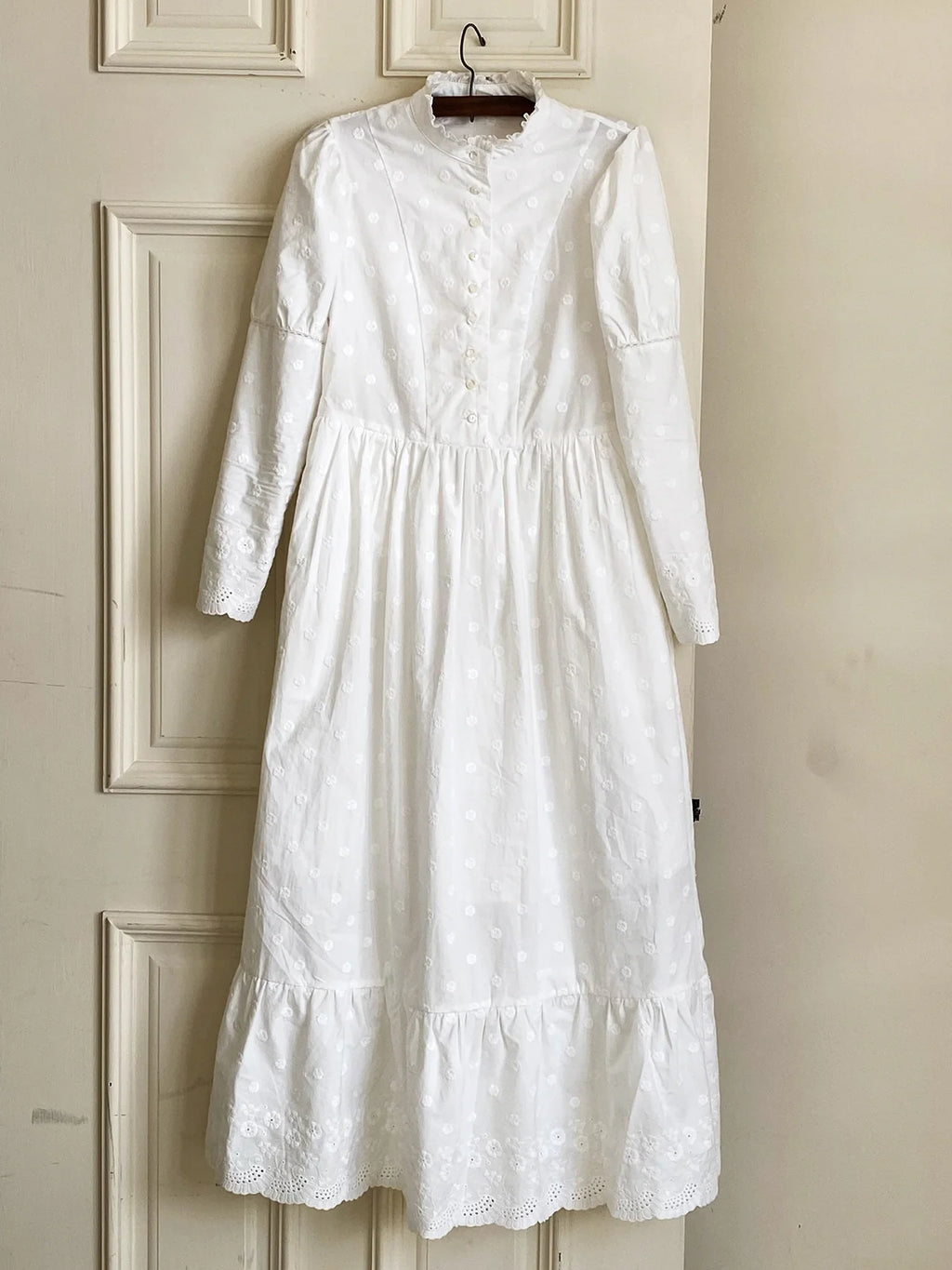 Vintage Embroidered Cotton Maxi Dress