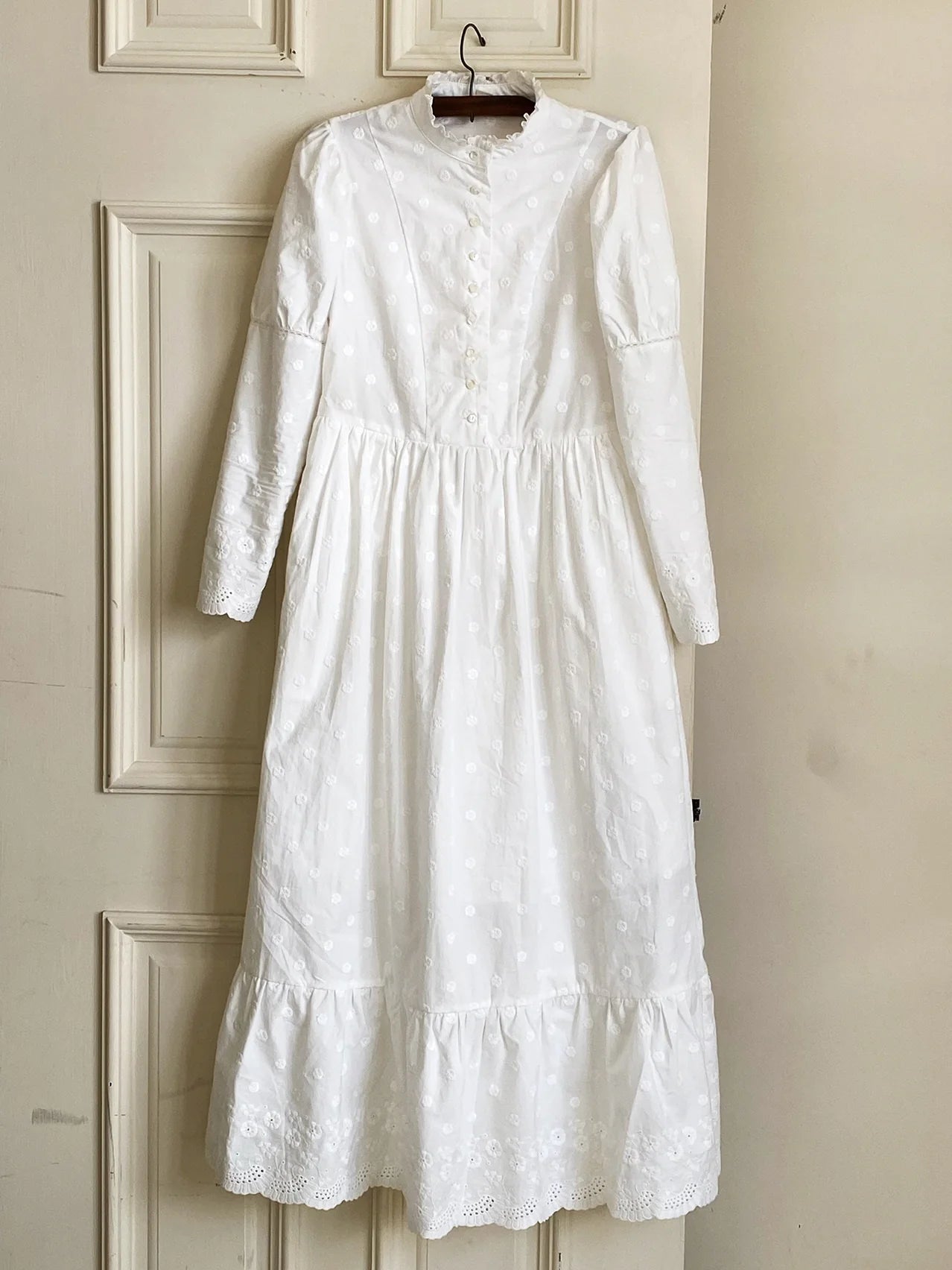 Vintage Embroidered Cotton Maxi Dress